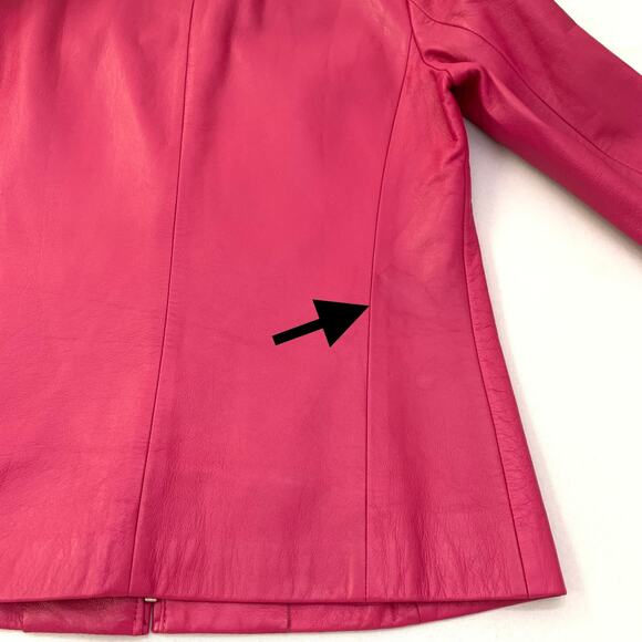 Liz Claiborne Collection Womens Jacket 100% Fuchsia Leather Size 6 Full Zip - Picture 8 of 13